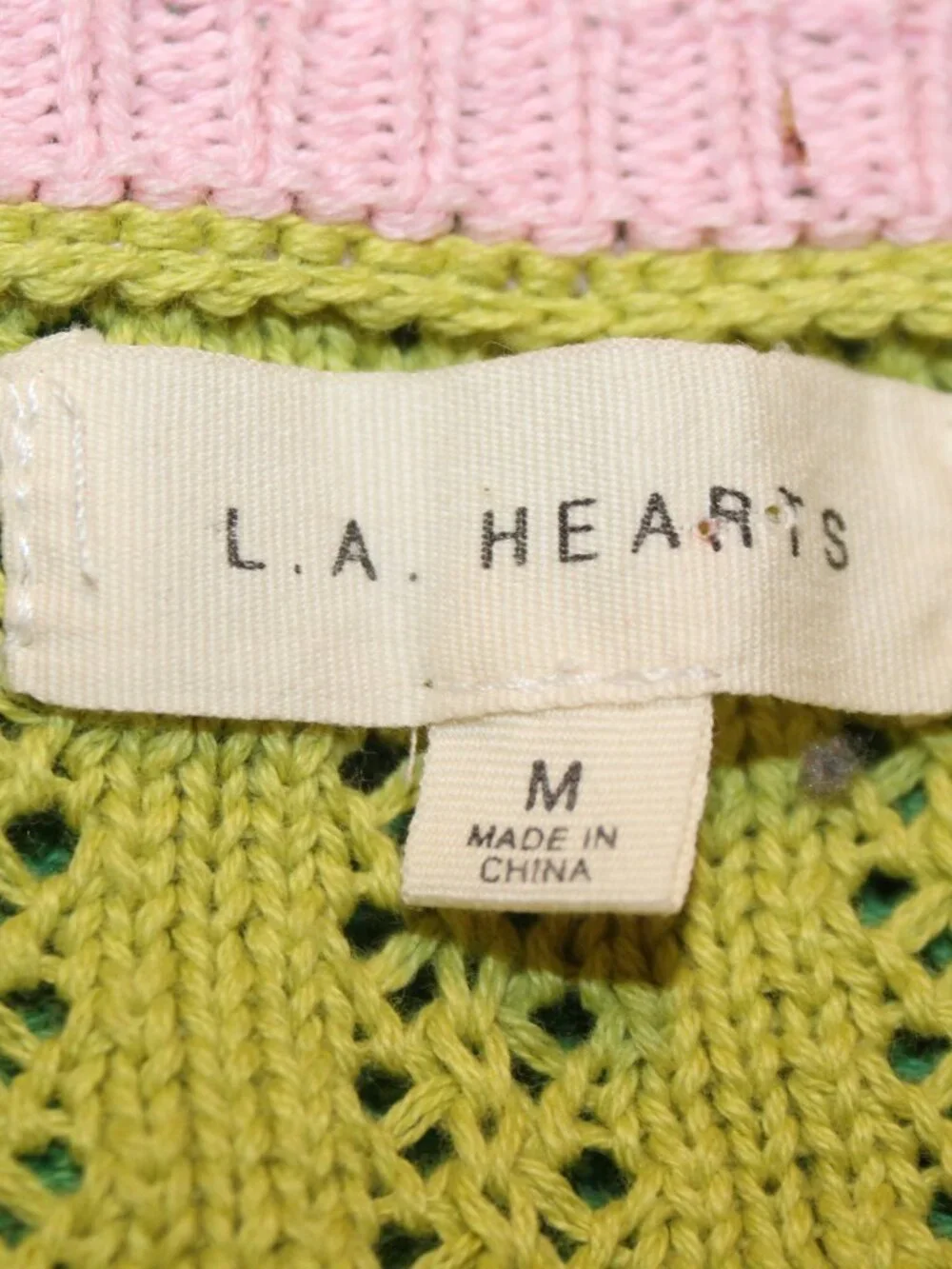 LA Hearts PacSun Crochet Knit Crop Sweater Top Striped Colorblock Y2K M